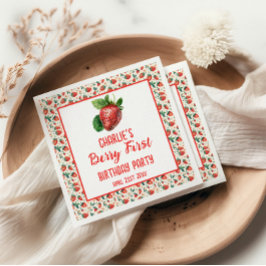 Berry First Strawberry Girl 1. Geburtstag Party Serviette