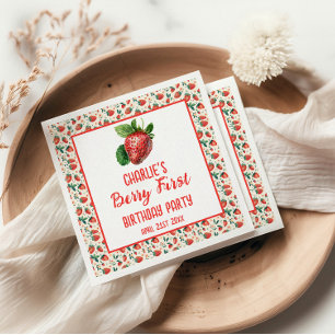 Berry First Strawberry Girl 1. Geburtstag Party Serviette