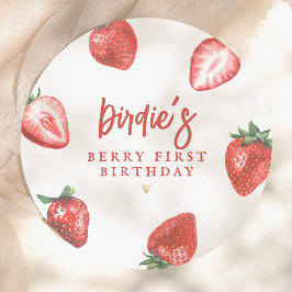 Berry First Strawberry Girl First Birthday Party Pappteller