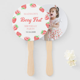 Berry First Strawberry Pink Birthday Party Foto Fächer