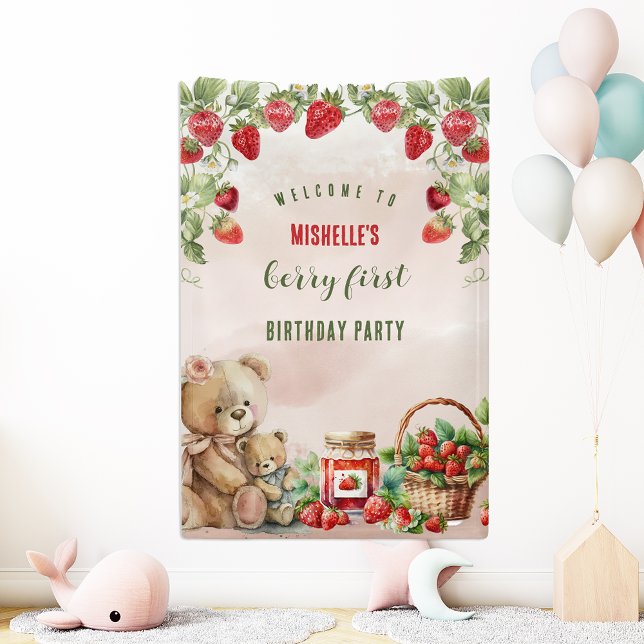Berry First Strawberry und Bär zum Geburtstag Banner (Von Creator hochgeladen)