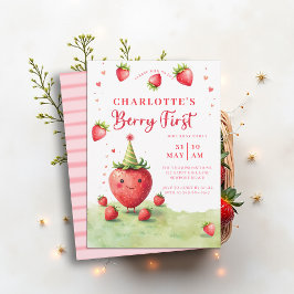 Berry First Süße Erdbeeren-Patch 1. Geburtstag Einladung