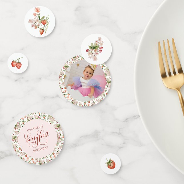 Berry First Table Konfetti (Berry First Birthday Table Confetti by Painted Paperie
)