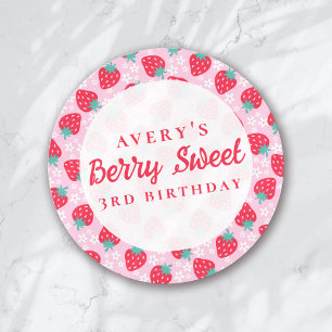 Berry FirSweetst Birthday Strawberry Daisy Runder Aufkleber