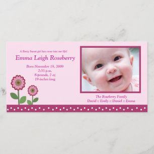 Berry Flower Garden 8x4 Foto Geburtsankündigung Ankündigung