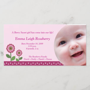 Berry Flower Garden 8x4 Foto Geburtsankündigung Ankündigung