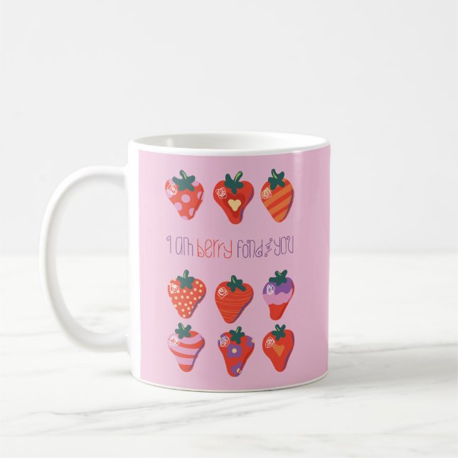 Berry Fond von Ihnen Illustrierte Erdbeere Kaffeetasse (Links)