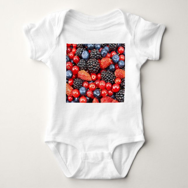 Berry-Fresh Background Mosaik Baby Strampler (Vorderseite)