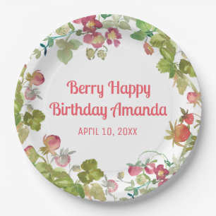 Berry Happy Strawberry Birthday Pappteller