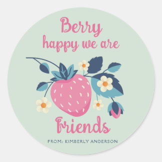 Berry Happy Strawberry Runder Aufkleber