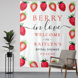 Berry in Liebe Erdbeere Brautparty Hintergrund Wandteppich