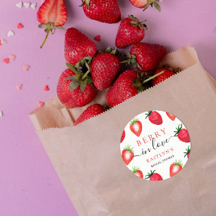 Berry in Liebe Erdbeere Brautparty Runder Aufkleber
