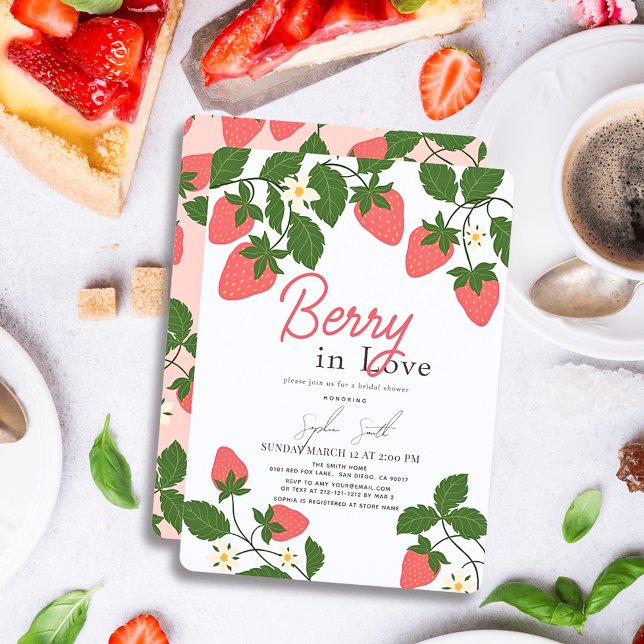 Berry in Liebe Floral Strawberry Brautparty Einladung (Von Creator hochgeladen)