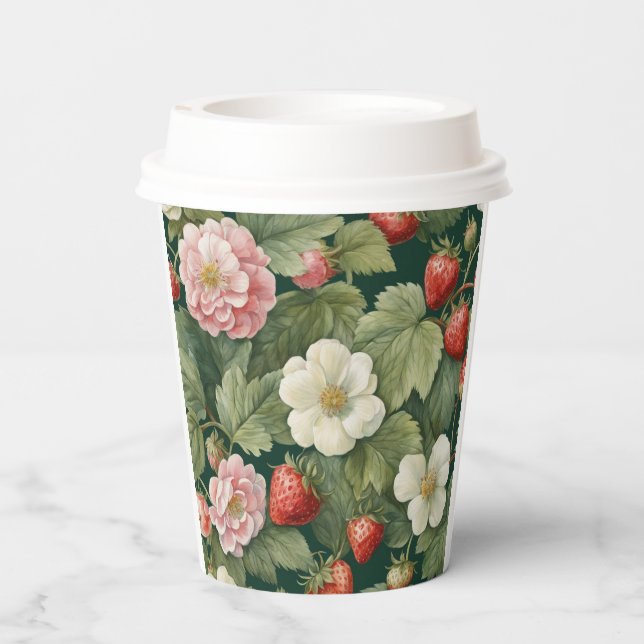 "Berry in Liebe" Floral- und Strawberry Paper Cup Pappbecher (Rückseite)