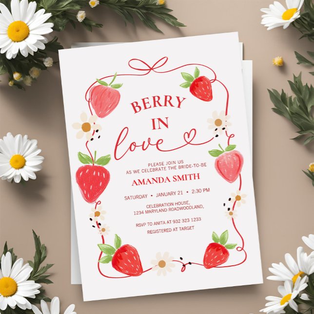 Berry in Liebe Red Bow Bridal Dusche Einladung (Von Creator hochgeladen)