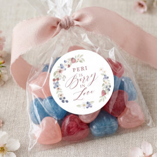 Berry in Love Brautparty Wilde Beeren & Blumen Runder Aufkleber
