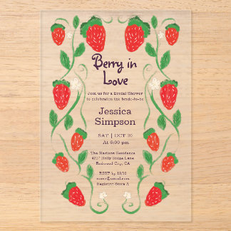 Berry in Love Garten Rosa Brautparty Acryleinladungen