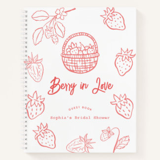 Berry in Love Hand-drawn Strawberry Bridal Shower Notizbuch