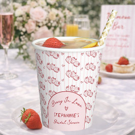 Berry In Love Pink Red Strawberry Bridal Shower Pappbecher