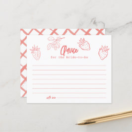 Berry in Love Strawberry Bridal Shower Advice Card