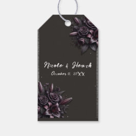 Berry Lila & Black Lily Rose Floral Wedding Geschenkanhänger