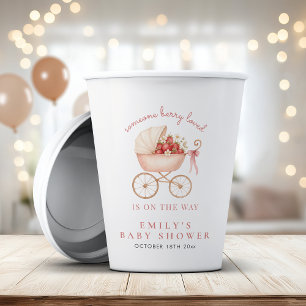 Berry Loved Strawberry Girl Babydusche Pappbecher