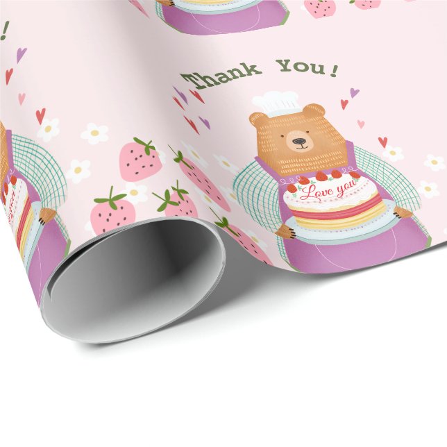 Berry Lovely First Geburtstag Geschenkpapier (Rolleneckpunkt)
