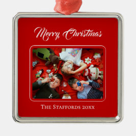 Berry Merry Christmas Roter Foto-Schmuck Ornament Aus Metall