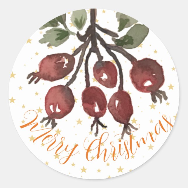 Berry Merry Christmas Sticker (Vorderseite)