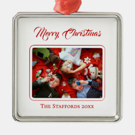 Berry Merry Christmas Weißer Foto-Schmuck Ornament Aus Metall