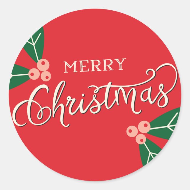 Berry Merry Weihnachtsgeschenk Tag Sticker (Vorderseite)