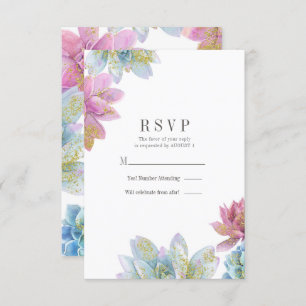 Berry Mint & Gold Garden Succulents Wedding RSVP I Einladung