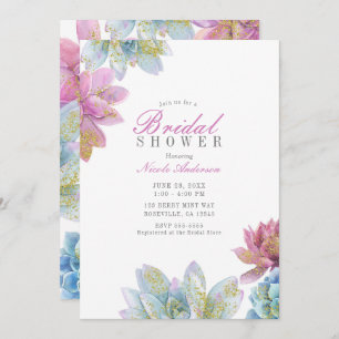 Berry Mint & Gold Garden Succules Brautparty Einladung