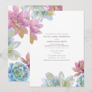Berry Minze & Gold Garten Sukkulenten Hochzeit Einladung