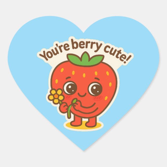 Berry niedlich Button Herz-Aufkleber (Vorderseite)