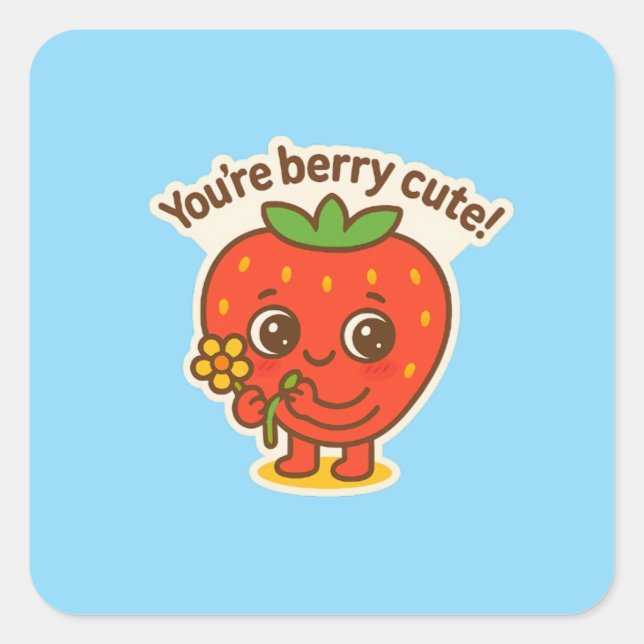 Berry niedlich Button Quadratischer Aufkleber (Vorderseite)