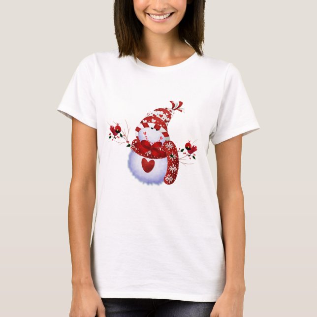 Berry Niedlich Snowman Weihnachtsfest T-Shirt (Vorderseite)