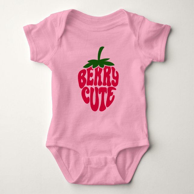 Berry Niedlich Strawberry Girl Power Retro Style Baby Strampler (Vorderseite)
