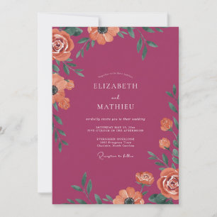 Berry Orange Mohn Hochzeit Einladung