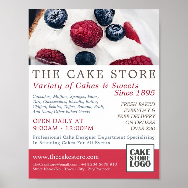 Berry Pie, Cakery, Cake Store Werbung Poster (Vorne)