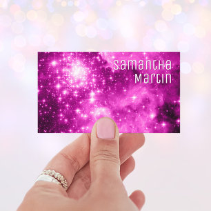 Berry Pink Glitzernde Sterne Himmelsfoto Visitenkarte