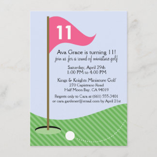 Berry Pink Let's Par-T-Shirt Mini Golf Geburtstags Einladung