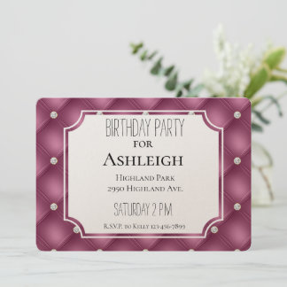 Berry Pink Sparkle Glitz Diamonds Geburtstag Einladung