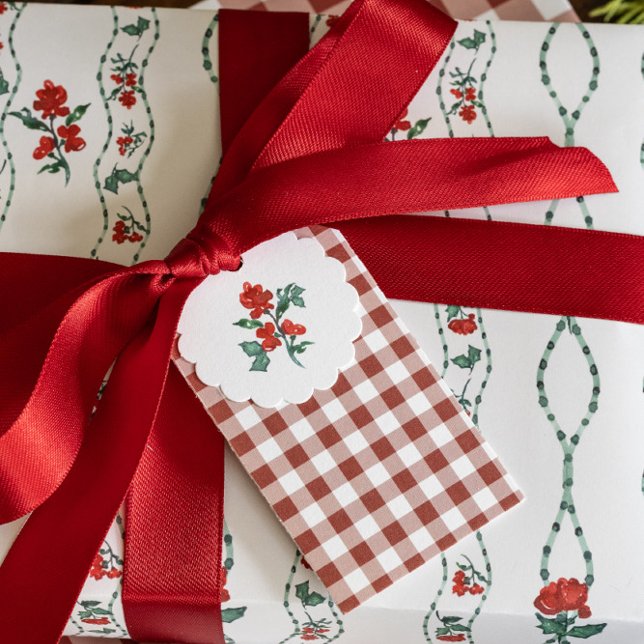 Berry Red Gingham Gift Tags Geschenkanhänger (Von Creator hochgeladen)