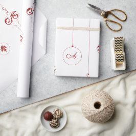 Berry Red Monogram Bauble Ornaments Weihnachten Geschenkpapier
