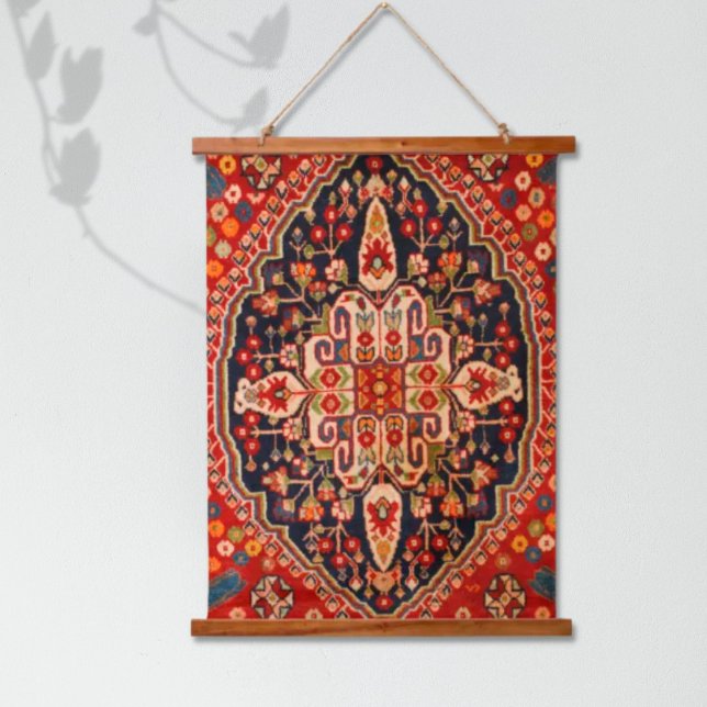 Berry Red Onyx Oriental Persian Qashqai Rug Wall Wandteppich Mit Holzrahmen (Von Creator hochgeladen)