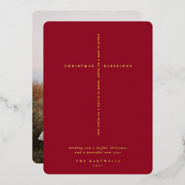 Berry Red Scripture Cross Foto Folien Feiertagskarte