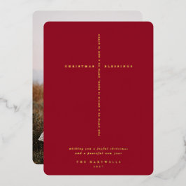 Berry Red Scripture Cross Foto Folien Feiertagskarte