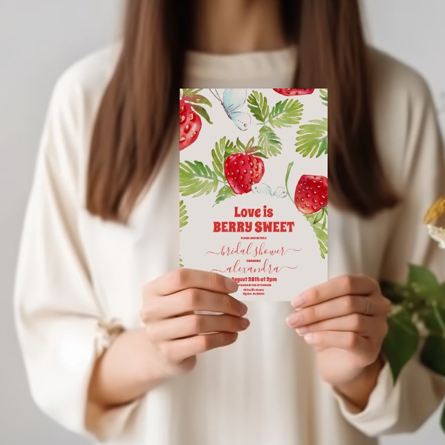 Berry Red Strawberry Brautparty Einladung (Von Creator hochgeladen)