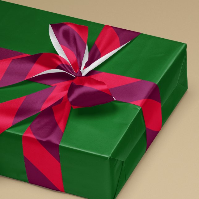 Berry Red und Eggplant Lila Breitband Satinband (deep eggplant purple and berry pink wide striped ribbon for gift giving, home decor and crafting)